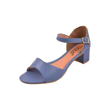 Imagem de Sandália Saltinho Casual Básica Feminina Calcanhar Fechado (36, Azul Safira)