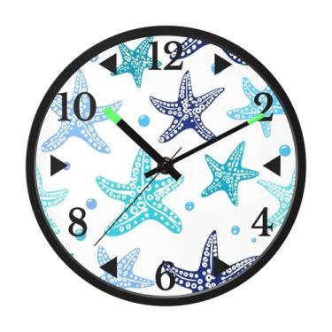 Imagem de STAYTOP Relógio de parede LED azul e branco Haixing para quarto com brilho noturno, relógios de parede silenciosos de 30 cm para decoração de sala de estar, controle de som, relógio de parede moderno