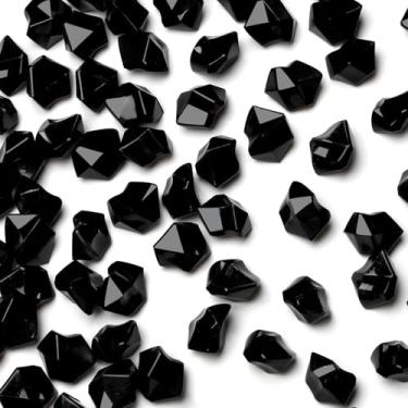 Imagem de YATOJUZI 165 peças de cubos de gelo falsos em acrílico preto pedras preciosas enchimento de vaso pedras falsas diamantes de plástico cristais para mesa de centro de mesa de casamento DIY Display de
