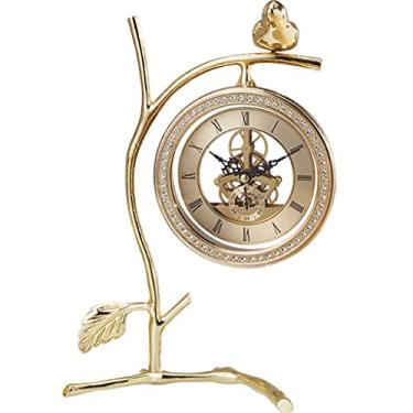 Imagem de Relógio de mesa de metal sala de estar entrada mudo relógio de mesa estante armário de vinho casa ornamentos de arte abstrata (cor: A, tamanho: 2133 cm)