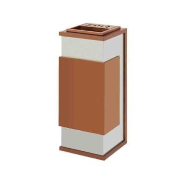 Imagem de KHUTRW3D Coluna de cinzeiro em pé de aço inoxidável corredor corredor hotel clube salão exterior hotel lata de lixo lobby suporte vertical de cigarro (ouro)