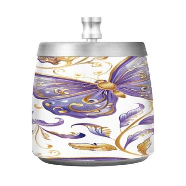 Imagem de STAYTOP Lindo cinzeiro de borboleta com tampa, aço inoxidável à prova de vento, sem fumaça, cinzeiro grande para uso ao ar livre para decoração de escritório em casa