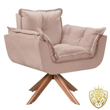 Imagem de Poltrona Opalla Giratória Madeira Suede Cappuccino