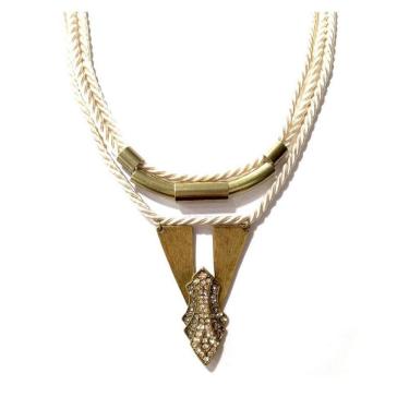 Imagem de Colar Armazem Rr Bijoux Cordão Bege Ouro Velho