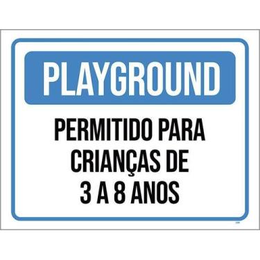 Imagem de Kit 5 Placa Acm Playground Permitido Crianças 3 8 18X23 - Sinalizo