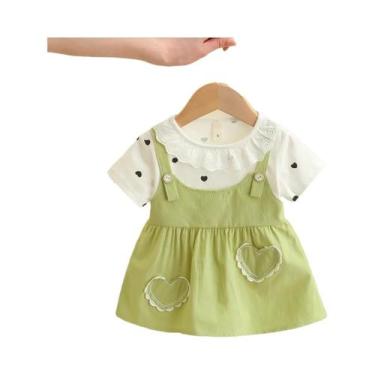 Imagem de Vestido De Verão Para Meninas Com Estampa De Coração, Roupas Casuais D