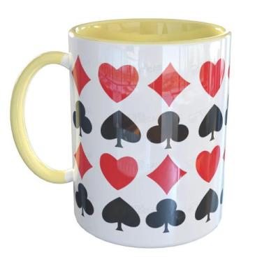 Imagem de Caneca Porcelana Naipes Baralho Presente - Pense Canecas, Amarelo