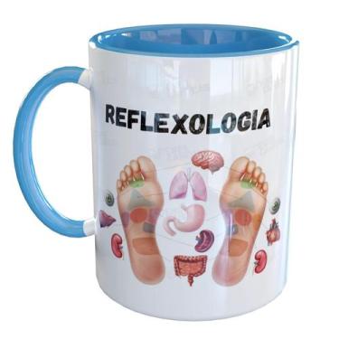Imagem de Caneca Porcelana Reflexologia - Pense Canecas, Azul Claro