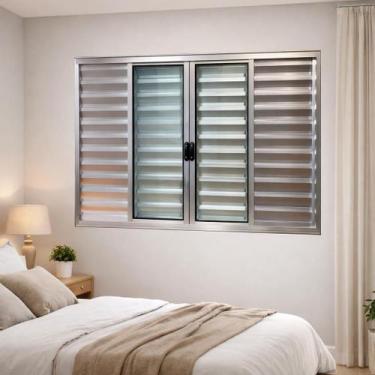 Imagem de Janela Veneziana 6 Folhas Alumínio Brilhante 100x200 - Brecorimo