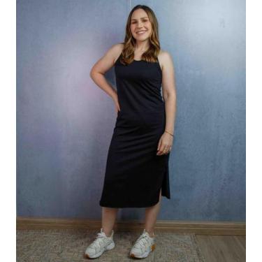 Imagem de Vestido Feminino Regata Midi Com Fenda Good Bless Preto, GG, Preto
