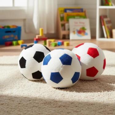 Imagem de Trio Bolinha De Futebol De Pelúcia Azul E Vermelho 12cm - Elza Lemos