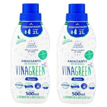 Imagem de 2 Amaciante Roupas Vinagreen Algodão Concentrado em Frasco 500 Ml