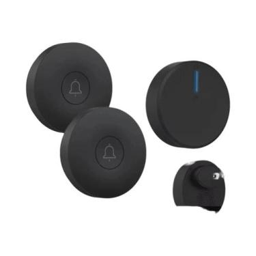 Imagem de Campainha Sem Fio Preta À Prova d'Água Circular Autoalimentada AC 110v