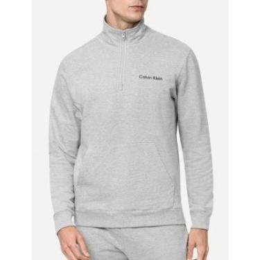 Imagem de Moletom Calvin Klein Loungewear Masculino Half Zip Modern Logo Cinza Mescla-Masculino