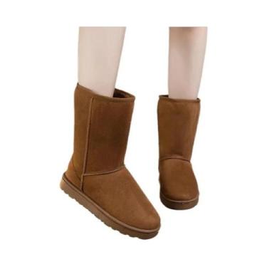 Imagem de Botas De Neve Femininas Quentes De Veludo Até a Panturrilha, Bico Redo
