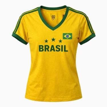 Imagem de Camisa Brasil Retrô Símbolo Algodão - Feminino-Feminino