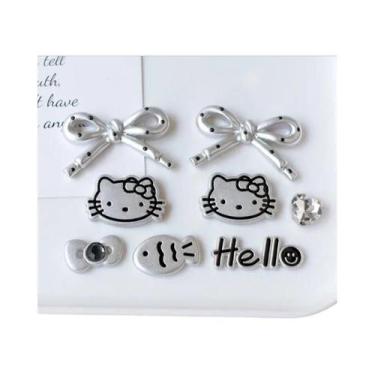 Imagem de Conjunto De Charms Prateados Hello Kitty Para Sapatos Femininos E Infa