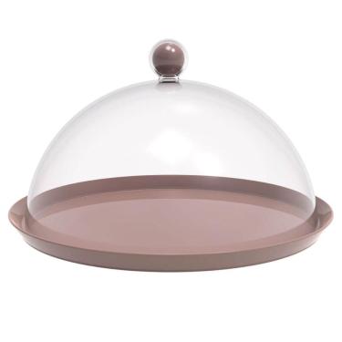 Imagem de Porta Bolo Torta 25cm Bubble com Cúpula Amêndoa Crippa Boleira Doces Petiscos