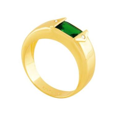 Imagem de Anel Formatura com Zircônia Esmeralda em Ouro 18k - AU14246 - BRUNA TE