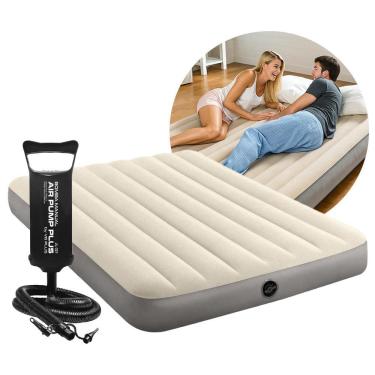Imagem de Colchão Casal Inflável Dura Beam Fiber Tech 272kg Standard com Bomba Manual Intex
