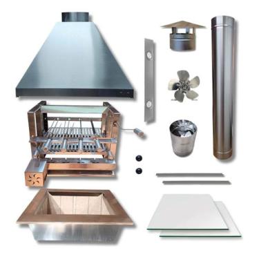Imagem de Kit Churrasqueira Grill Elevação Coifa Inox 80x60 Braseiro - Premier G