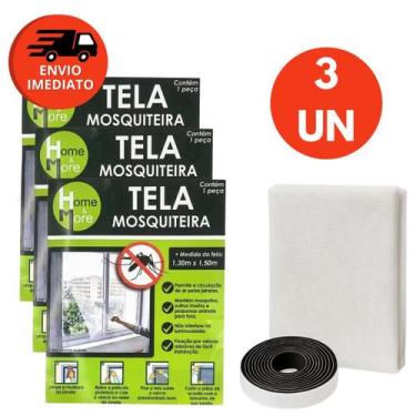 Imagem de Kit Tela Protetora Mosqueteiro Para Janela Rede Adesiva Contra Pernilo