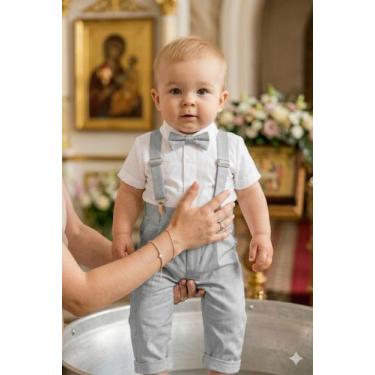 Imagem de Roupa Batizado Infantil Menino Casamento Formatura Papilloo, Cinza-cla