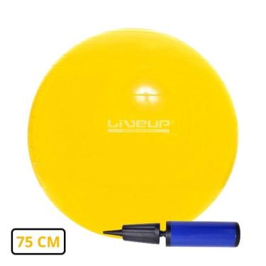 Imagem de Bola Suiça para Pilates 75cm Amarela com Bomba de Inflar - LiveUp - Li