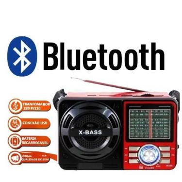Imagem de Rádio Portátil 1088 Com Bluetooth, usb Am/Fm e Ondas Curtas Recarregáv