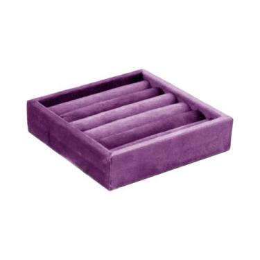 Imagem de Suporte De Exibição De Joias Em Veludo Roxo Para Anéis, Brincos E Cola