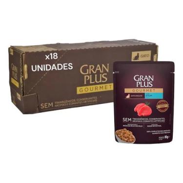 Imagem de Caixa Ração Úmida Granplus Atum Gatos Adultos 18 Sachês, 85g - Congrat