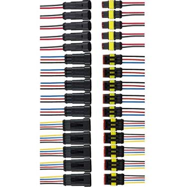 Imagem de OSOF 30 peças/pacote (2 + 3 + 4 pinos de maneira) 16 AWG kit de tomada de conectores elétricos à prova d'água macho e fêmea para carro com conector de terminal de 10 cm com fio de 1,5 mm série
