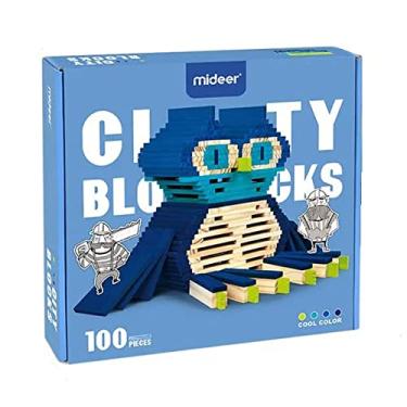Imagem de Blocos para Montar City Blocks Madeira Cores Frias 100 Peças MD1116 Mideer