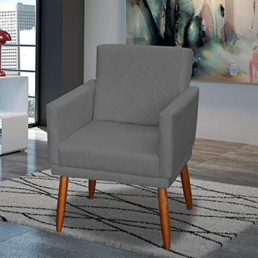 Imagem de Poltrona Decorativa Para Sala Beatriz Com Base Cadeira Reforçada Para Sala De Espera Consultório Escritório Recepção Manicure Sala De Estar Suede Cores Pé Castanho - Clique & Decore (Cinza)