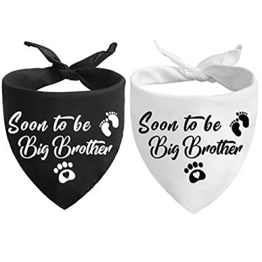 Imagem de Bandanas para cães azuis Soon to Be Big Brother, acessório para foto de cachecol revelador de gênero, acessórios para animais de estimação para amantes de cães, acessórios para cachecol de anúncio de