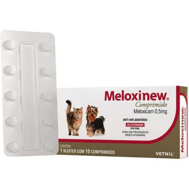 Imagem de Anti-Inflamatório Vetnil Meloxinew 0,5 mg para Cães e Gatos - 10 Comprimidos