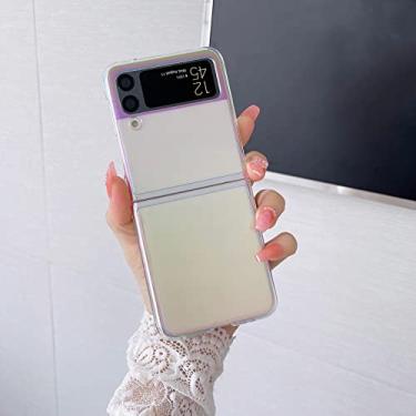 Imagem de para Samsung Galaxy Z Flip 4 3 5G Flip4 Cover Luxury Laser Gradient PC Hard Bumper Fold Back Phone Shell, Gradient white, for Galaxy Z Flip 4