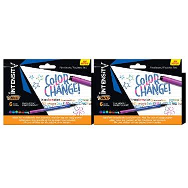 Imagem de BIC Pacote com 12 canetas de feltro de ponta fina de 0,4 mm com uma tecnologia exclusiva de mudança de cor para escrita crativa