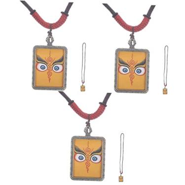Imagem de 3 Pecas Pingente De Huang Caishen Encanto De Olho Colar De Colar Feng Shui Para Colar De Riqueza Jóias Amuleto Presente Para Homens Garoto Charme Senhorita Tecido