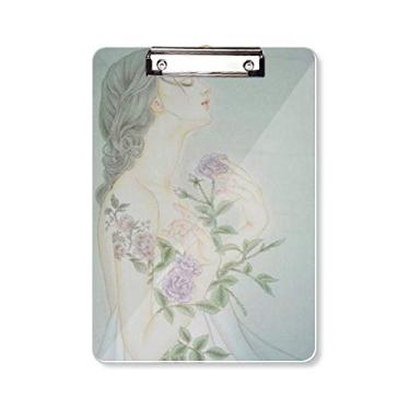 Imagem de Quadro de prancheta com pintura chinesa Purple Flower Beauty A4