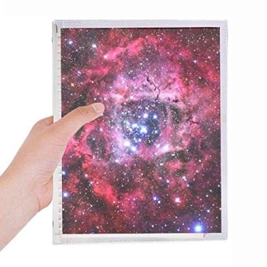Imagem de Caderno com estampa de nebulosa rosa vermelha monoceros roseta folha solta diário recarregável de papelaria