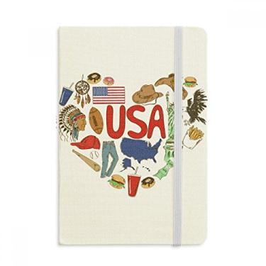 Imagem de Caderno com a bandeira nacional dos EUA America Love Heart Official Fabric Hard Cover Classic Journal Diary