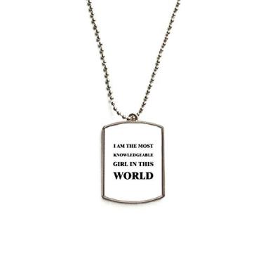 Imagem de DIYthinker Colar de aço inoxidável com pingente para cachorro I Am The Knowledgeable Girl