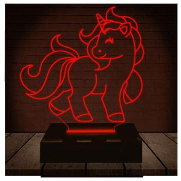 Imagem de Luminária Led Abajur  3D  Unicornio - Rb Criações