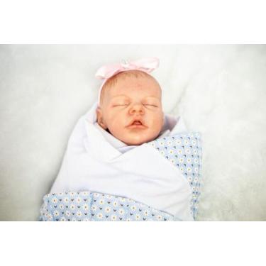 Imagem de Bebê Reborn Menina Tecido Recém Nascida Realista - Mundo Azul E Rosa