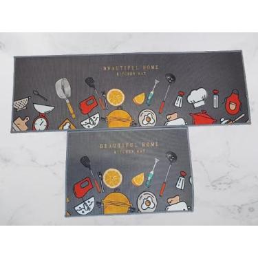 Imagem de Kit Tapete Para Cozinha  Antiderrapante Belga 2 Peças - Escolha Estamp