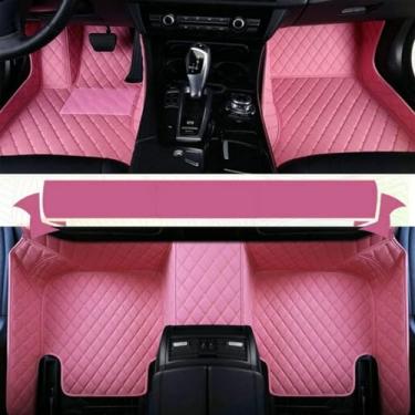 Imagem de Tapetes de carro personalizados cabem em 99% dos carros, SUVs e carros esportivos, carpete de couro antiderrapante com cobertura total para homens e mulheres, tapetes de carro de luxo-pink