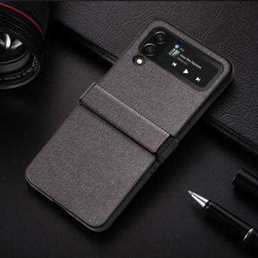 Imagem de Capa para samsung galaxy z flip 4 flip5 coque leve e durável capa de telefone de couro têxtil para flip 4 case funda, cinza escuro, para flip 4