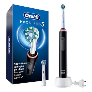 Imagem de Oral-B PRO Series 3 Escova de dentes elétrica com cabo recarregável, sensor de pressão, timer, 3 modos de escovação e 2 cabeças.​