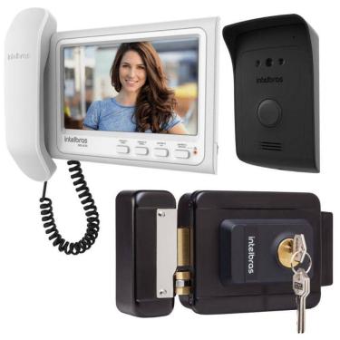 Imagem de Kit 1 Vídeo Porteiro Interfone Ivr 1070 Hs + 1 Fechadura